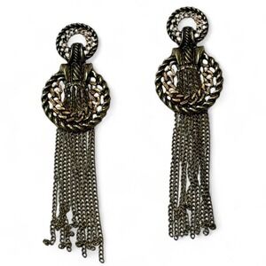 Gold & Bronze Tone Tassel Drop Earrings